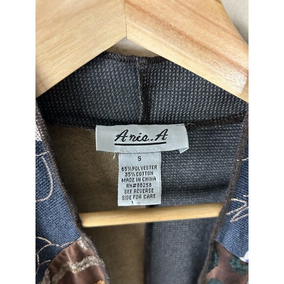 Ania.A Size S Kimono Cardigan Open Velvet Abstract Boho Asian Paisley Patchwork - Picture 2 of 3